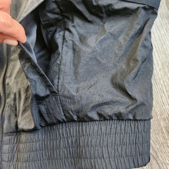 Adidas Womens Black Full-Zip Sport Track Jacket All-Over Logo & Elastic Hem M - Picture 12 of 16